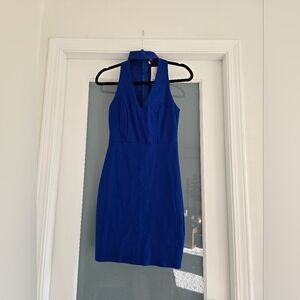 Guess Royal Blue Sleeveless V-Neck Mini Dress
